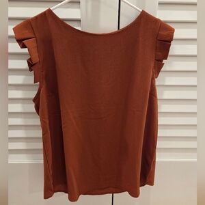 Monteau Terracotta Ruffle Sleeve Blouse